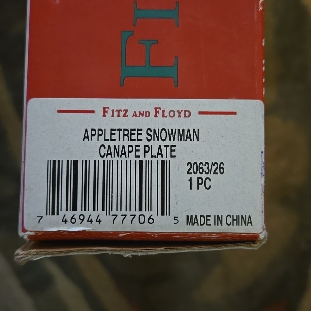 Fitz and Floyd Appletree Snowman Canapé Plate New in Box - Picture 5 of 5